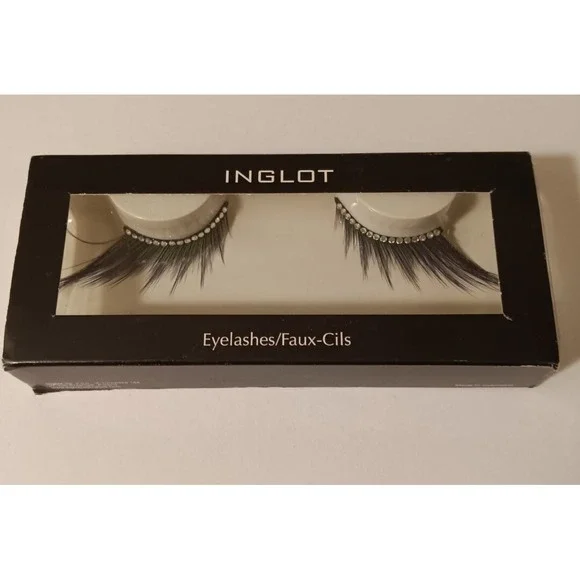 INGLOT Cosmetics Decorated Long Angled Black Strip Eyelashes Reusable 28S - Picture 2 of 2